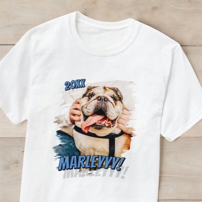 Modern Comic Simple Cool Grunge Custom Pet Photo T-Shirt (Creator Uploaded)
