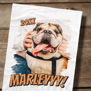 Modern Comic Simple Grunge Custom Pet Photo Fleece Blanket