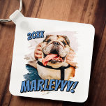 Modern Comic Simple Grunge Custom Pet Photo Key Ring<br><div class="desc">This simple and classic design is composed of serif typography and add a custom photo of your pet.</div>
