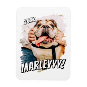 Modern Comic Simple Grunge Custom Pet Photo Magnet