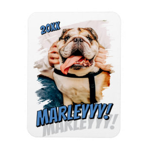 Modern Comic Simple Grunge Custom Pet Photo Magnet