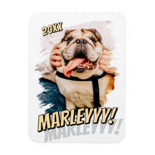 Modern Comic Simple Grunge Custom Pet Photo Magnet