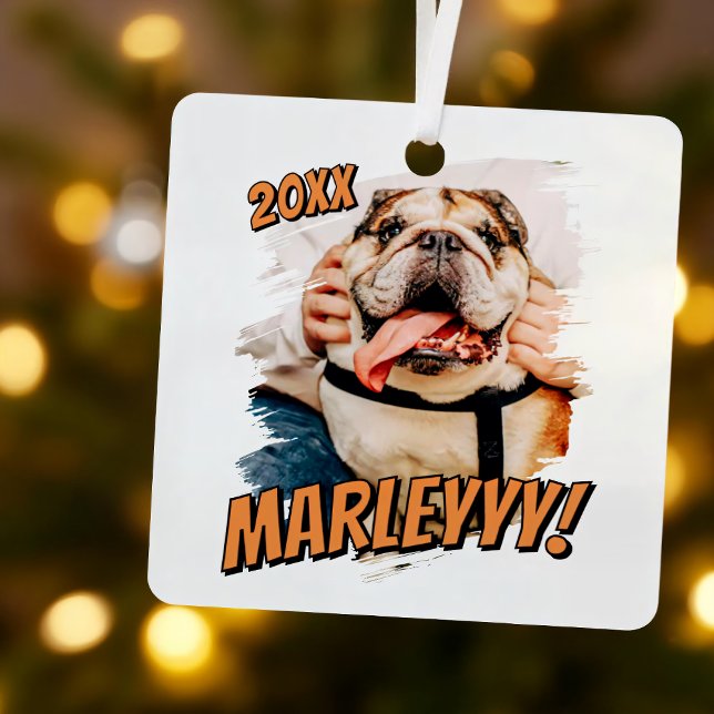 Modern Comic Simple Grunge Custom Pet Photo Metal Tree Decoration (Creator Uploaded)