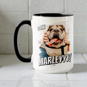 Modern Comic Simple Grunge Custom Pet Photo Mug