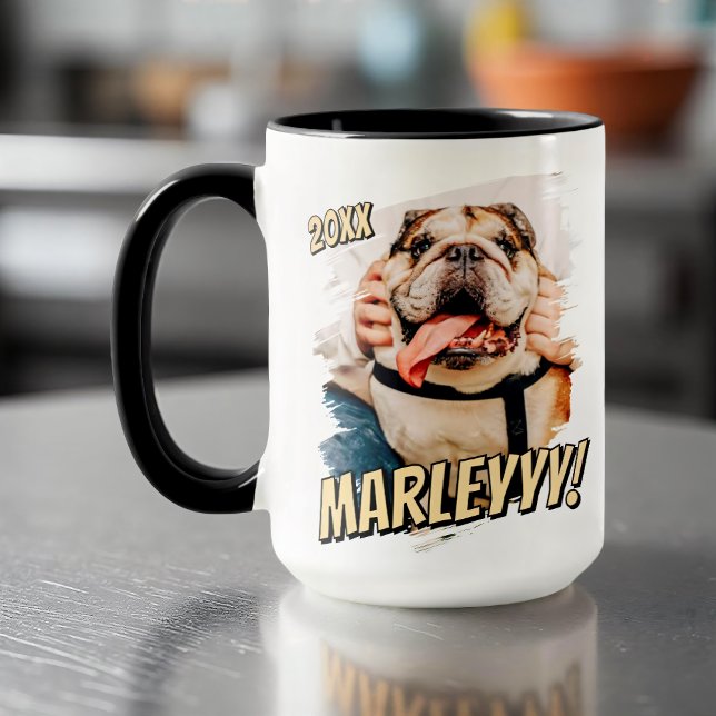 Modern Comic Simple Grunge Custom Pet Photo Mug (Creator Uploaded)