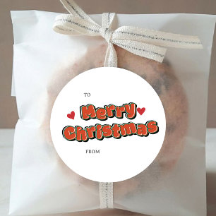 Modern Comic style Colourful Merry Christmas Classic Round Sticker