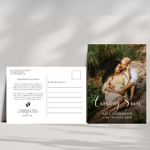 Modern Coming Soon Baby Photo Pregnancy  Announcement Postcard