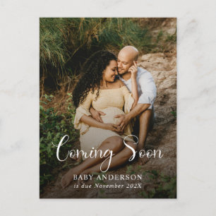 Modern Coming Soon Baby Photo Pregnancy  Announcement Postcard