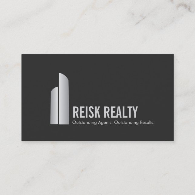 Modern Commercial Real Estate Skyscraper Logo Business Card (Front)