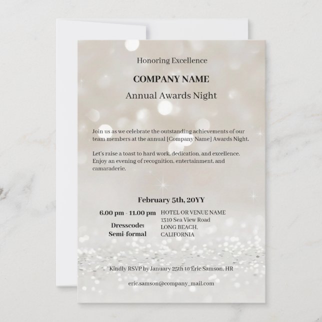 Modern Company business award gala night  Invitation (Front)