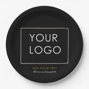 Modern Company Business Corporate Logo Black Paper Plate