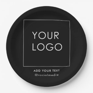 Modern Company Business Corporate Logo Black  Paper Plate