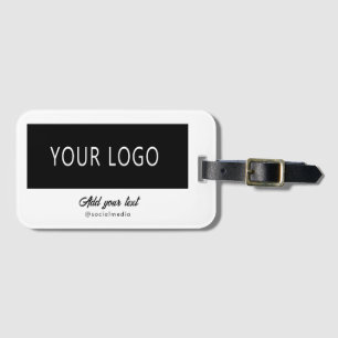 Modern Company Business Logo Branded White Script  Luggage Tag