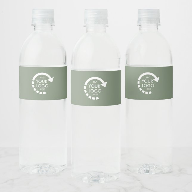 Modern Company Business Logo | Sage Green Water Bottle Label (Bottles)