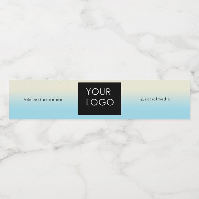 Modern Company Business Logo Social Media Ombre Water Bottle Label (Single Label)