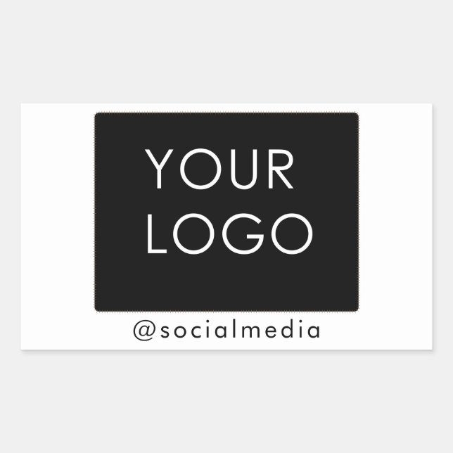 Modern Company Business Logo Social Media White  Rectangular Sticker (Front)