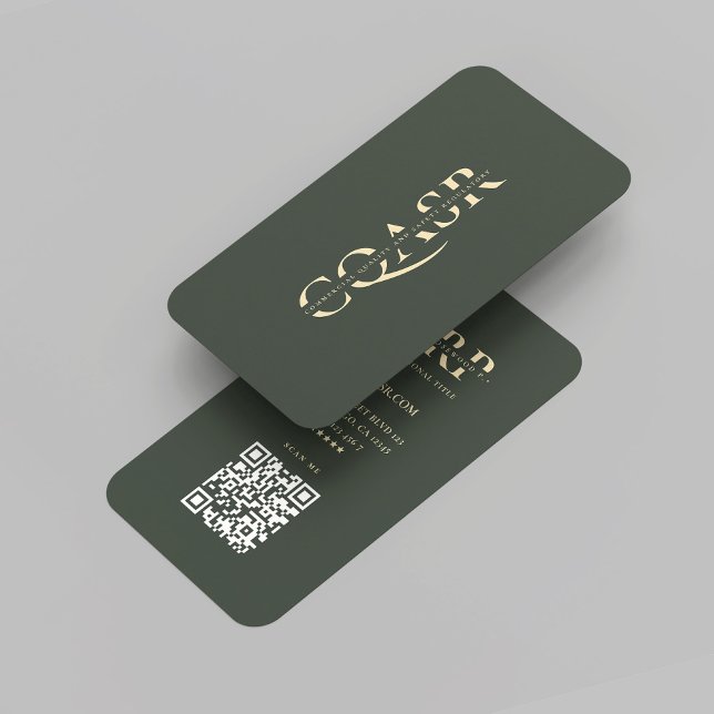 Modern Company Dark Green Gold Professional Business Card (Modern Company Monogram Dark Green Gold Professional Marketing Business Card)