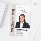 Modern Company Employee Photo Logo Name Beige ID