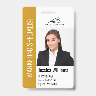 Modern Company Employee Photo Logo Name Ochre ID Badge