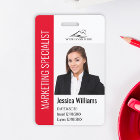 Modern Company Employee Photo Logo Name Red ID 