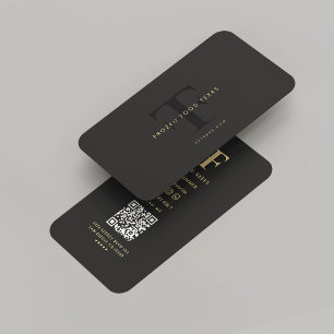 Modern Company F T Logo Monogram Black Gold Business Card