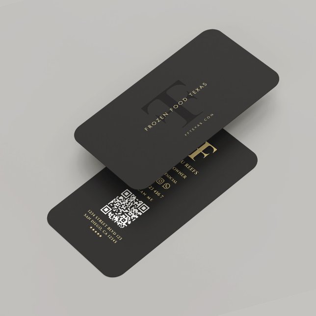 Modern Company F T Logo Monogram Black Gold Business Card (Modern Company F T Logo Monogram Professional Black Gold Business Card
)