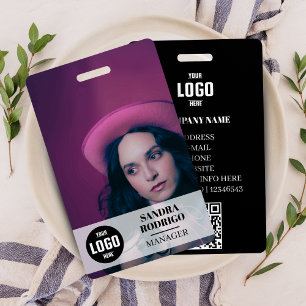 Modern Company ID Card with Photo & QR Code Badge