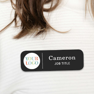 Modern Company Logo Black Employee Name Tag