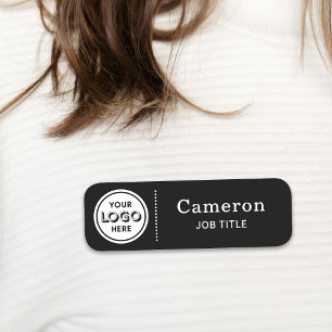 Modern Company Logo Black Employee Name Tag