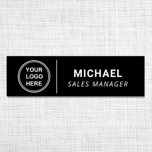 Modern Company Logo Black Name Tag