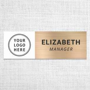 Modern Company Logo Brushed Gold Name Tag