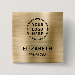 Modern Company Logo Gold Name Tag 15 Cm Square Badge