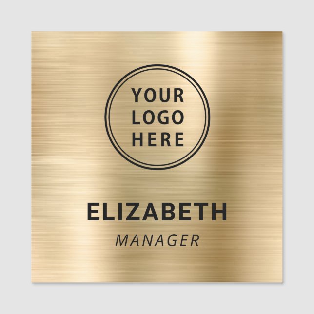Modern Company Logo Gold Professional Name Tag (Front)