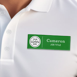 Modern Company Logo Green Employee Name Tag