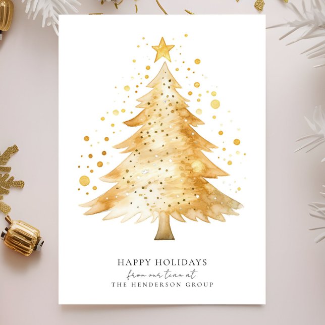 Modern Company Logo Happy Holidays Christmas Tree Holiday Card (Creator Uploaded)