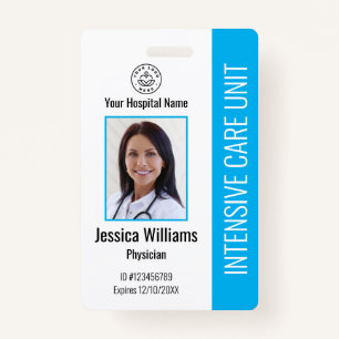 Modern Company Logo Photo Blue Employee ID ID Badge