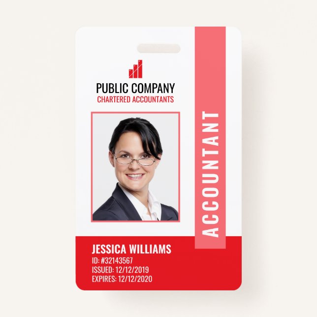 Modern Company Logo Photo Employee ID ID Badge (Front)