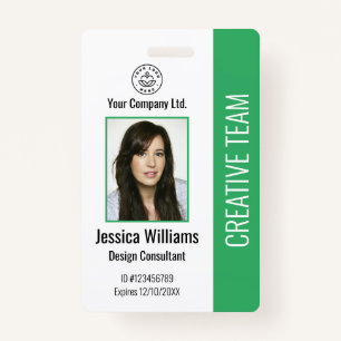 Modern Company Logo Photo Green Employee ID Badge