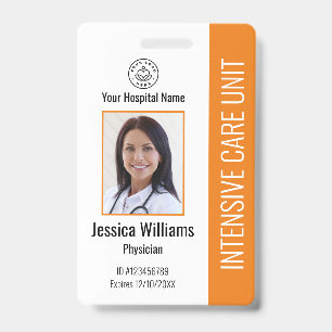 Modern Company Logo Photo Orange Employee ID Badge