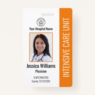 Modern Company Logo Photo Orange Employee ID ID Badge