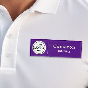 Modern Company Logo Purple Employee Name Tag