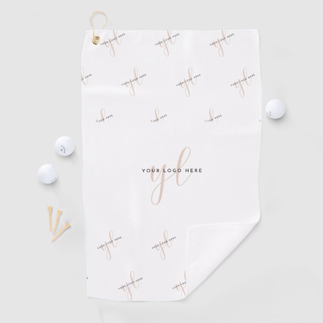 Modern Company Logo Repeat Pattern Business Promo Golf Towel (InSitu)