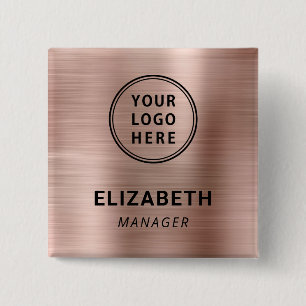 Modern Company Logo Rose Gold Name Tag 15 Cm Square Badge