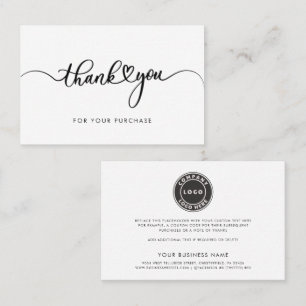Modern Company Logo Script Thank You Business Card