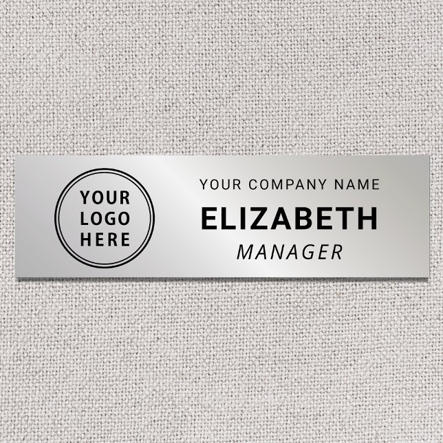 Modern Company Logo Silver Name Tag (Creator Uploaded)
