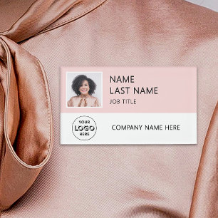Modern Company Logo Yellow Employee Photo Name Tag