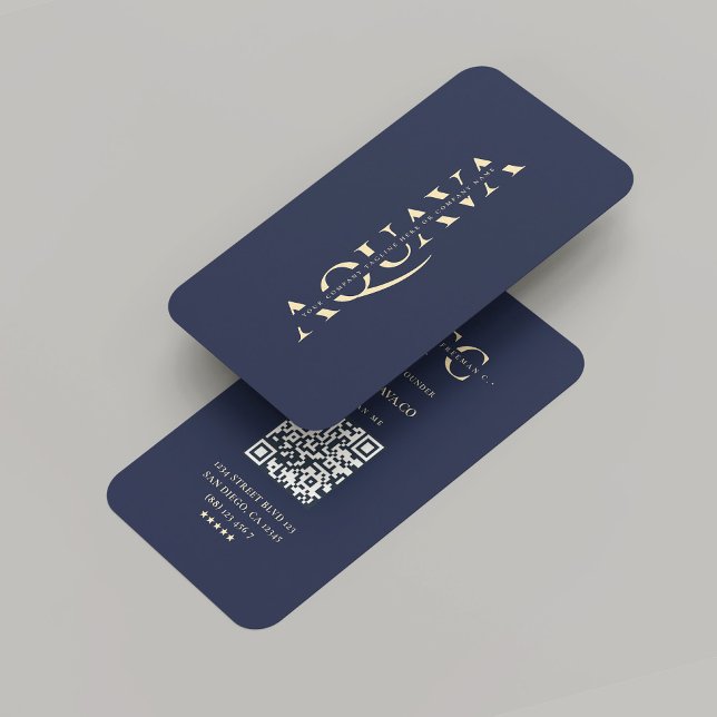 Modern Company Monogram Elegant Dark Blue Business Card (Modern Company Monogram Dark Blue Gold Business Card
)