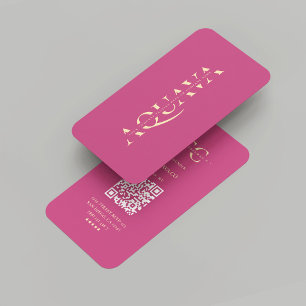 Modern Company Monogram Gold Initials Pink Business Card