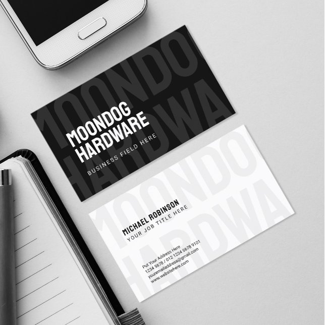 Modern Company Name | Sans Serif | Black Business Card (Creator Uploaded)