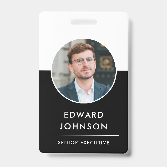 Modern Company Photo ID Barcode Card Employee Badge (Front)